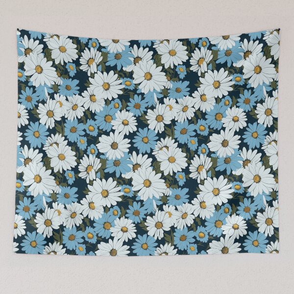 Item preview, White and Blue Daisy Pattern  designed and sold by HofTao.