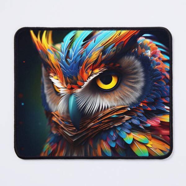 Item preview, colorful vibrant metallic owl designed and sold by dcrc.