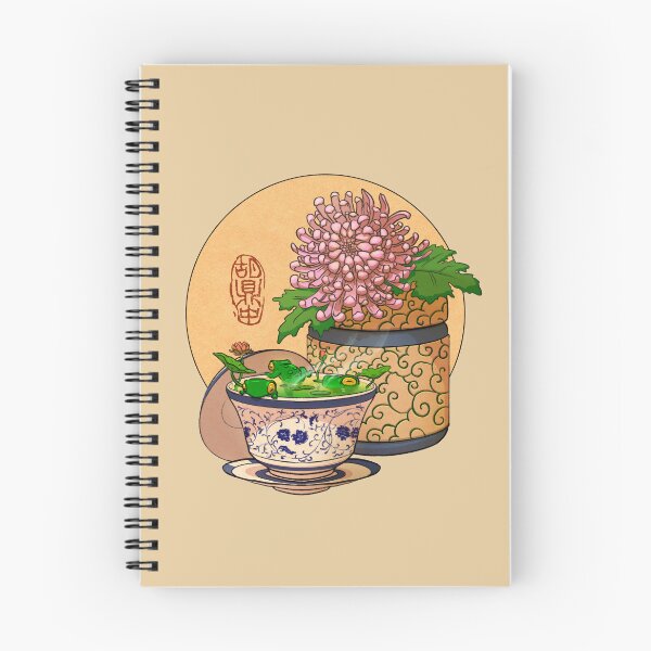 Item preview, tea cup chrysanthemum flower frog yellow bg designed and sold by DingHuArt.
