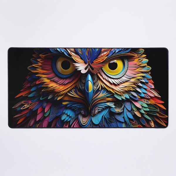 Item preview, Colorful vibrant metallic owl designed and sold by dcrc.