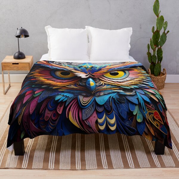 Item preview, Colorful vibrant metallic owl designed and sold by dcrc.