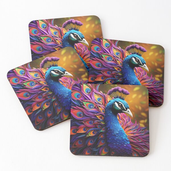 Item preview, colorful vibrant metallic peacock designed and sold by dcrc.