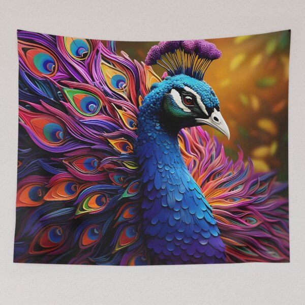 Item preview, colorful vibrant metallic peacock designed and sold by dcrc.