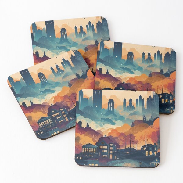Item preview, 005 Silhouettes of Colorful City Buildings and Landmarks designed and sold by Alexis Art Collection.