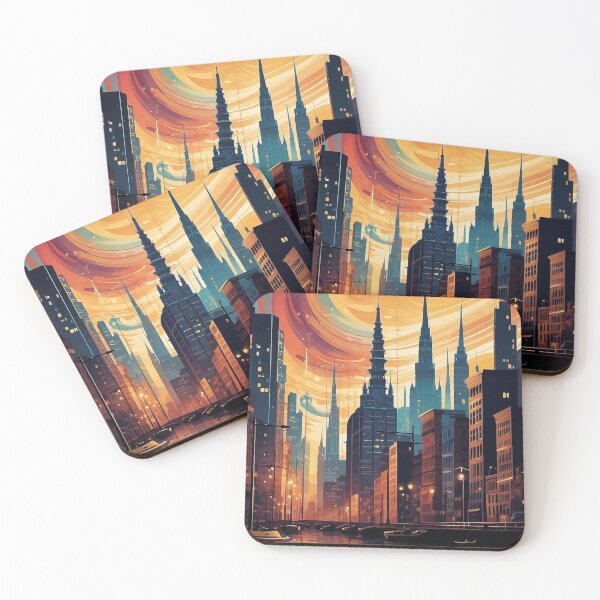 Item preview, 006 Silhouettes of Colorful City Buildings and Landmarks designed and sold by Alexis Art Collection.
