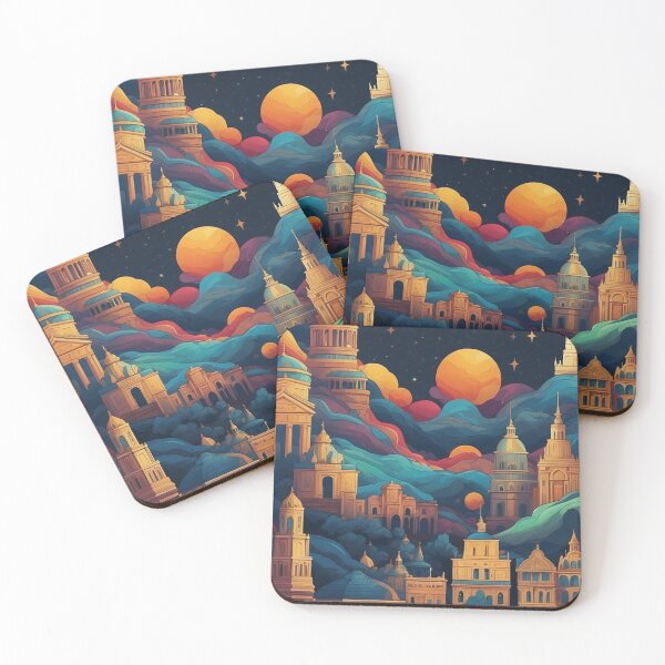 Item preview, 007 Silhouettes of Colorful City Buildings and Landmarks designed and sold by Alexis Art Collection.