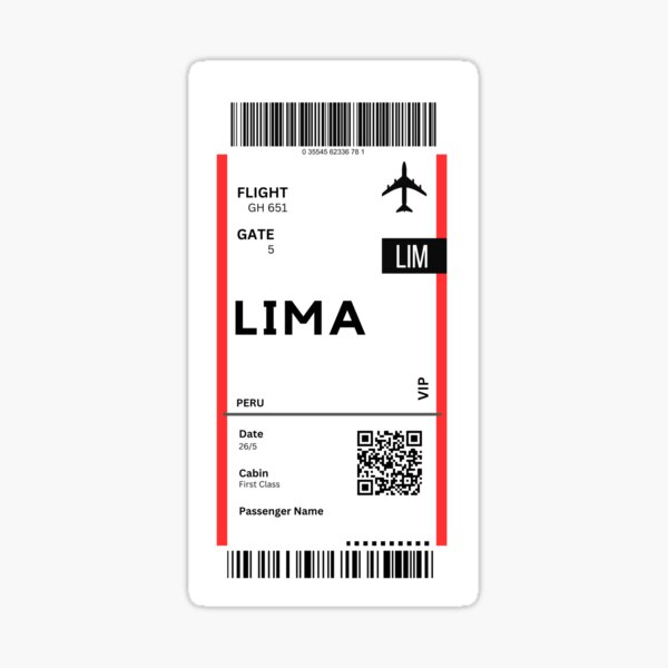Item preview, Lima, Peru Airplane Boarding Pass designed and sold by RoamInk.