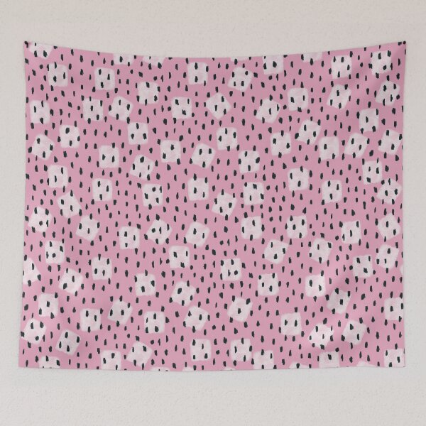 Item preview, Abstract Pink Black & White Paint Brush Strokes & Spots Pattern designed and sold by theprintwitch.