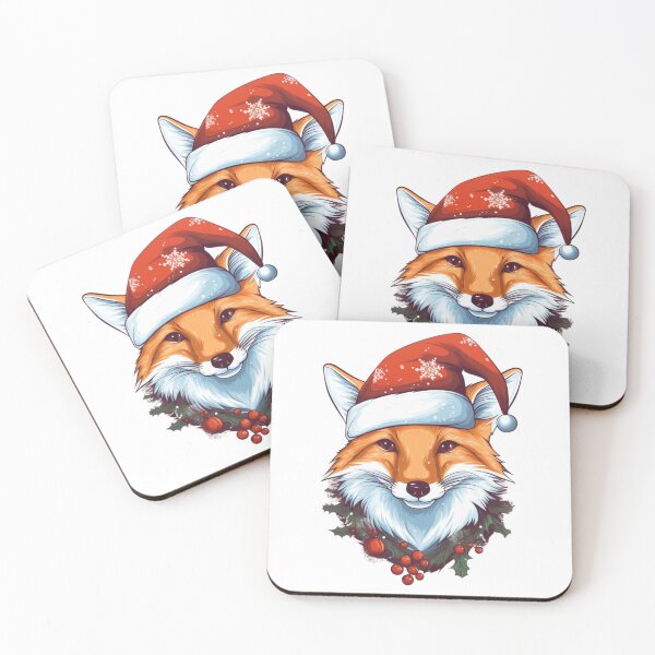 Item preview, Christmas fox wearing a Santa hat designed and sold by KandaShopTH.