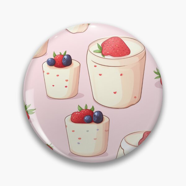 Item preview, Seamless pattern panna cotta with strawberry pink background. designed and sold by Whiteblueshop.