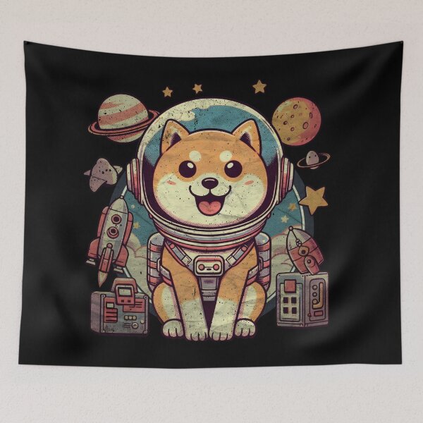 Item preview, Astronaut Shiba Inu smiling goes to space art designed and sold by Walkcircle.