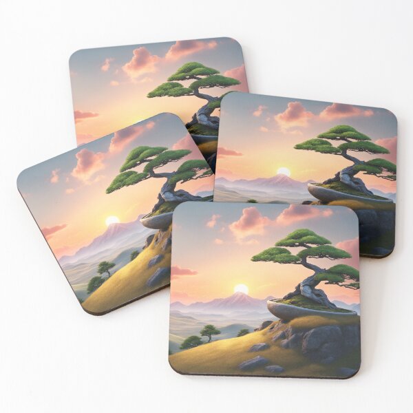 Item preview, Bonsai landscape with sunrise pink clouds designed and sold by Salimgor Hangaround Music.