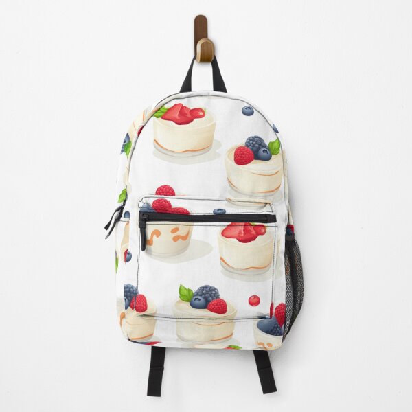 Item preview, Animation Panna cotta seamless pattern with berry white background. designed and sold by Whiteblueshop.