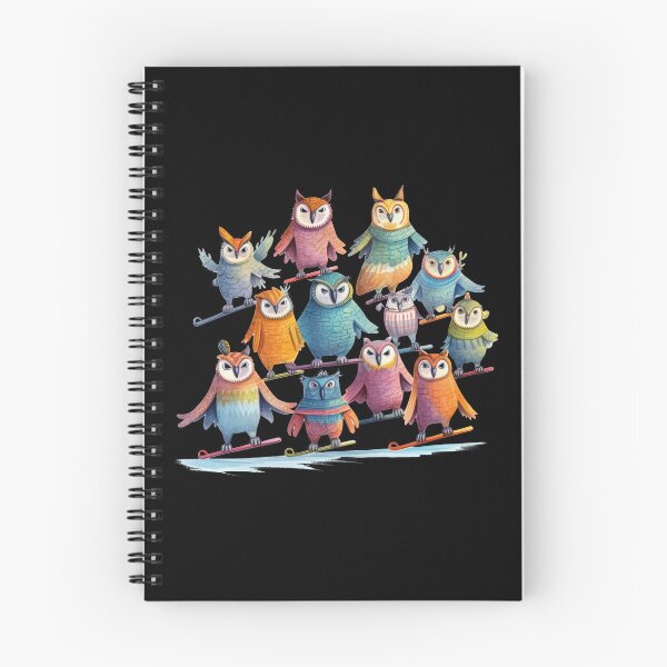 Item preview, Colorful owls on the white winter ski slope have fun designed and sold by WallGemsArt.