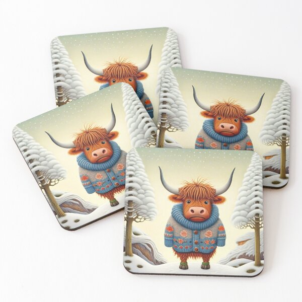 Item preview, Cute grumpy "I hate winter" highland cow in a knitted winter sweater. designed and sold by SaraSumi.
