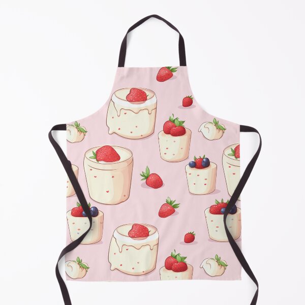 Item preview, Seamless pattern panna cotta with strawberry pink background. designed and sold by Whiteblueshop.