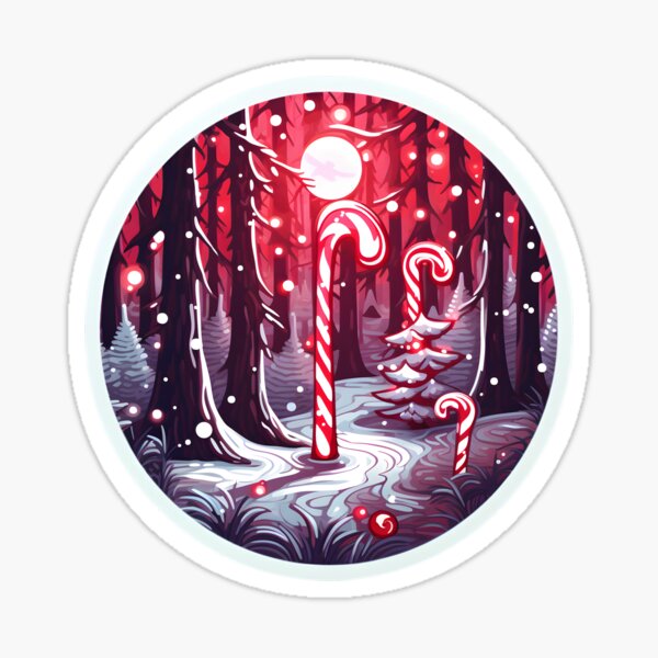 Item preview, Candy Cane Forest Magic - Christmas Sticker/Magnet designed and sold by ColorStudioArt.