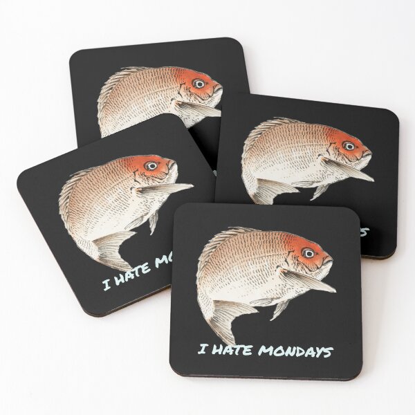 Item preview, I hate mondays angry fish illustration designed and sold by Azrou shop.