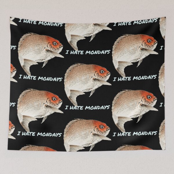 Item preview, I hate mondays angry fish illustration designed and sold by Azrou shop.