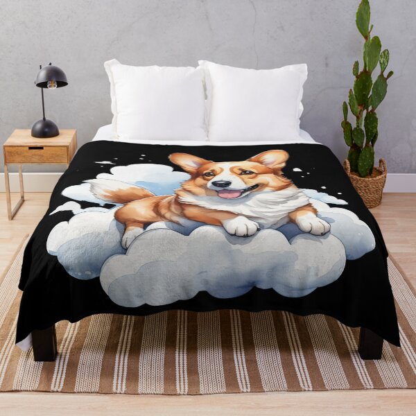 Item preview, cartoon lazy corgi floating around on a cloud designed and sold by Bilisik.