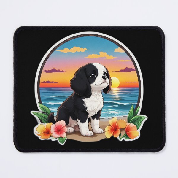 Item preview, Adorable Puppy on The Beach with Hawaiian Orchids designed and sold by NautiChic.