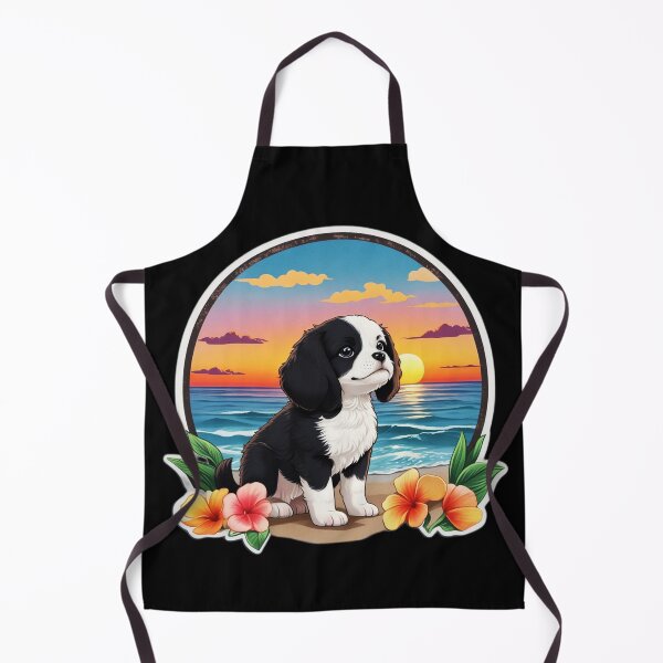 Item preview, Adorable Puppy on The Beach with Hawaiian Orchids designed and sold by NautiChic.
