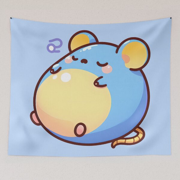 Item preview, Cute blue chubby sleepy mouse designed and sold by ChataMaroon.