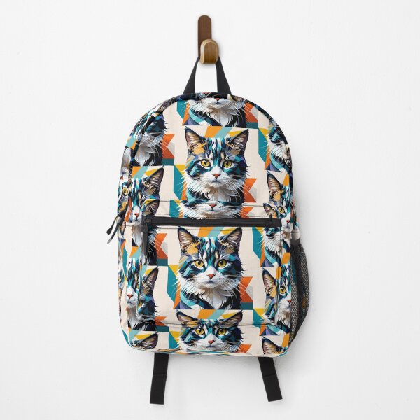 Item preview, cat art color geometric illustration designed and sold by Niktarka.