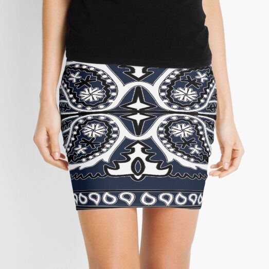 Bandana Design - Traditional Blue Mini Skirt
