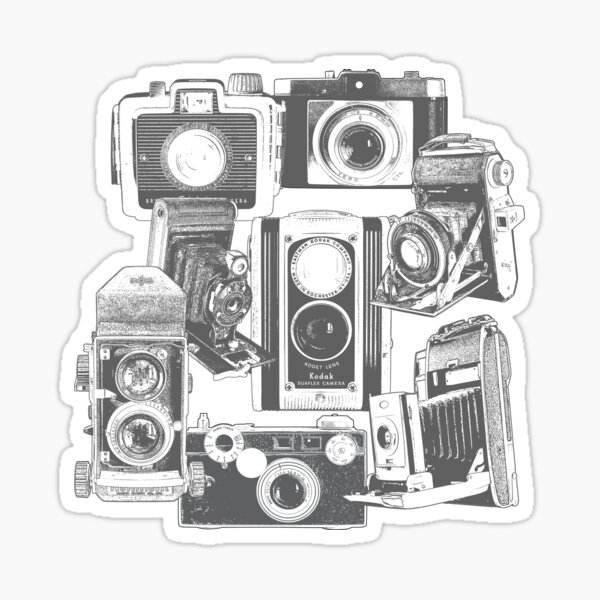 Vintage Camera Collage Sticker