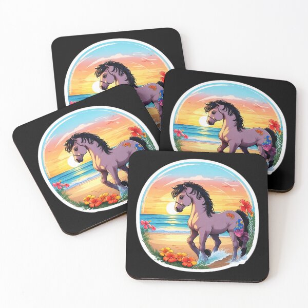 Item preview, Cute Pony on a Beach with Hawaiian Orchids designed and sold by NautiChic.