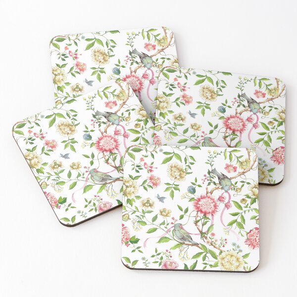 Item preview, Chinoiserie Elegance: Love Birds Amidst Hand-Painted Floral Symphony designed and sold by Hadamundo.