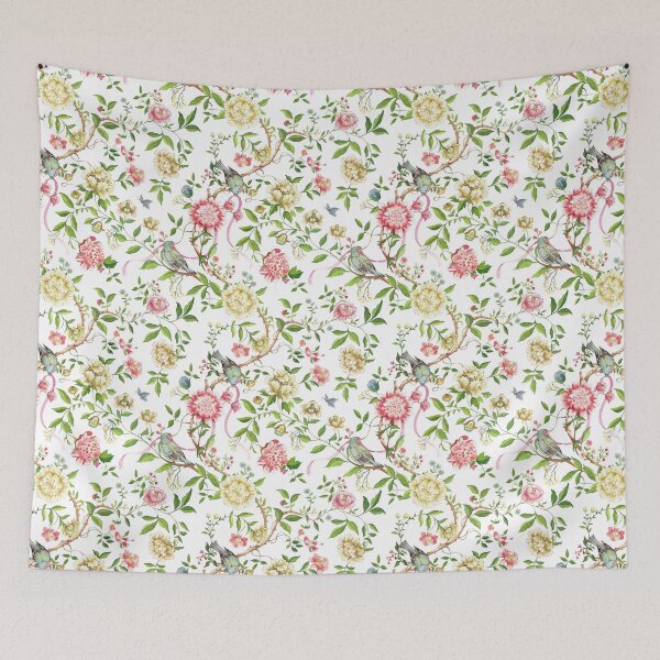Item preview, Chinoiserie Elegance: Love Birds Amidst Hand-Painted Floral Symphony designed and sold by Hadamundo.