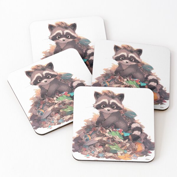 Item preview, cute anime raccoon in the trash designed and sold by WallyPink.