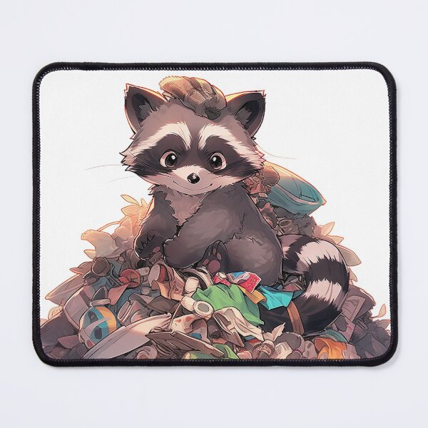Item preview, cute anime raccoon in the trash designed and sold by WallyPink.