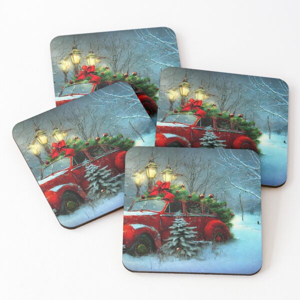 Item preview, Vintage Red Car in Snowy Splendor designed and sold by Kenny8716.