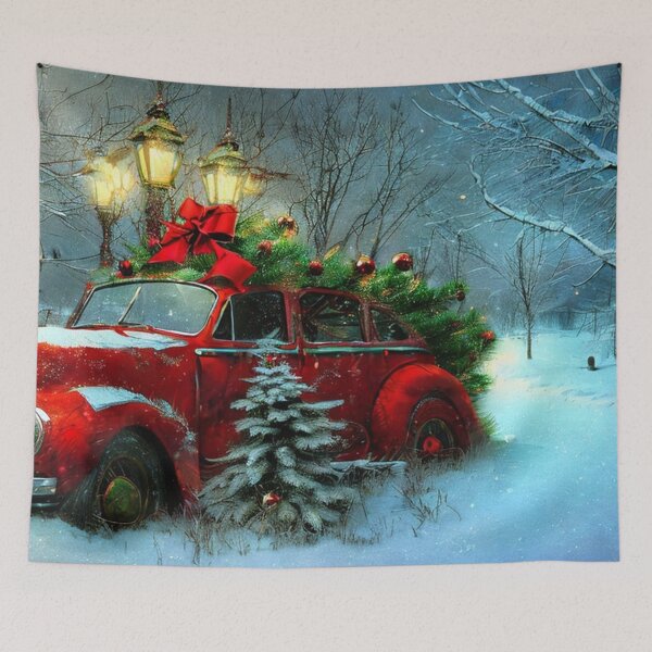 Item preview, Vintage Red Car in Snowy Splendor designed and sold by Kenny8716.