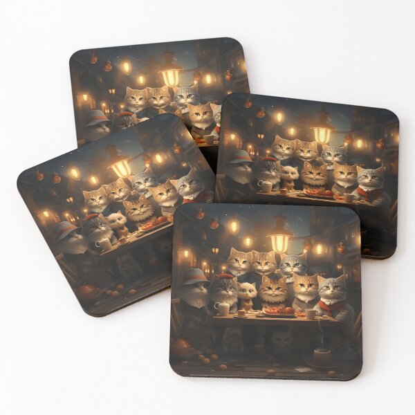 Item preview, Cats having family dinner designed and sold by Miss-Lofi.