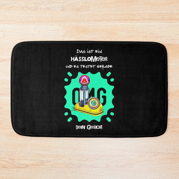 Item preview, This is a hasslometer and it is currently testing your face. Saying in German - funny designed and sold by Pflugart.