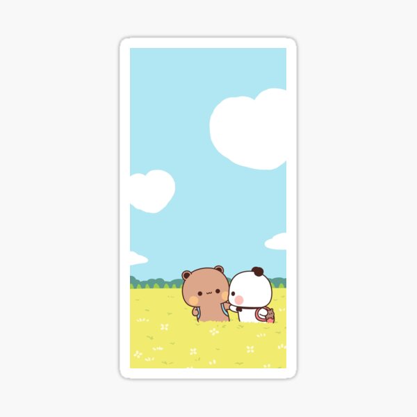 Bubu and Dudu Hangout, Bear Couple, Panda Yier, Bubu Brownie Bear Sticker  Sticker for Sale by valeriehsin