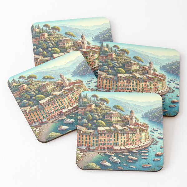 Item preview, Portofino Italy Illustration designed and sold by unrealartwork.