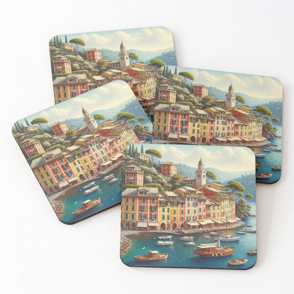 Item preview, Portofino Italy Illustration designed and sold by unrealartwork.