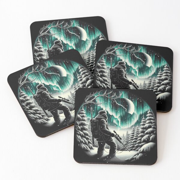 Item preview, Hunter and Northern Lights - Adventurous Landscape Art designed and sold by ShobulousStudio.