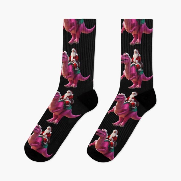 Item preview, Santa riding a pink dinosaur on Christmas day designed and sold by BotunPeony.