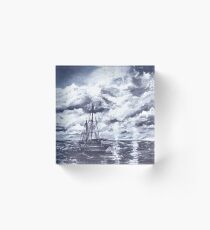 sail boat oil painting art print Acrylic Block