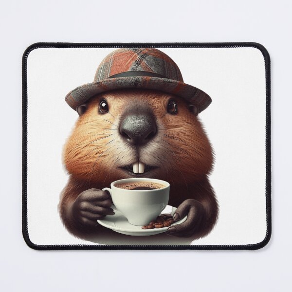 Item preview, Cute beaver with hat and a cup of coffee designed and sold by HeadTurningArt.