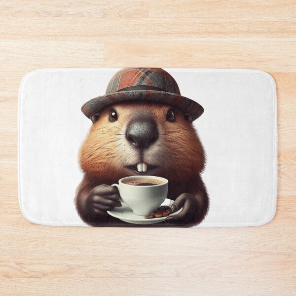 Item preview, Cute beaver with hat and a cup of coffee designed and sold by HeadTurningArt.