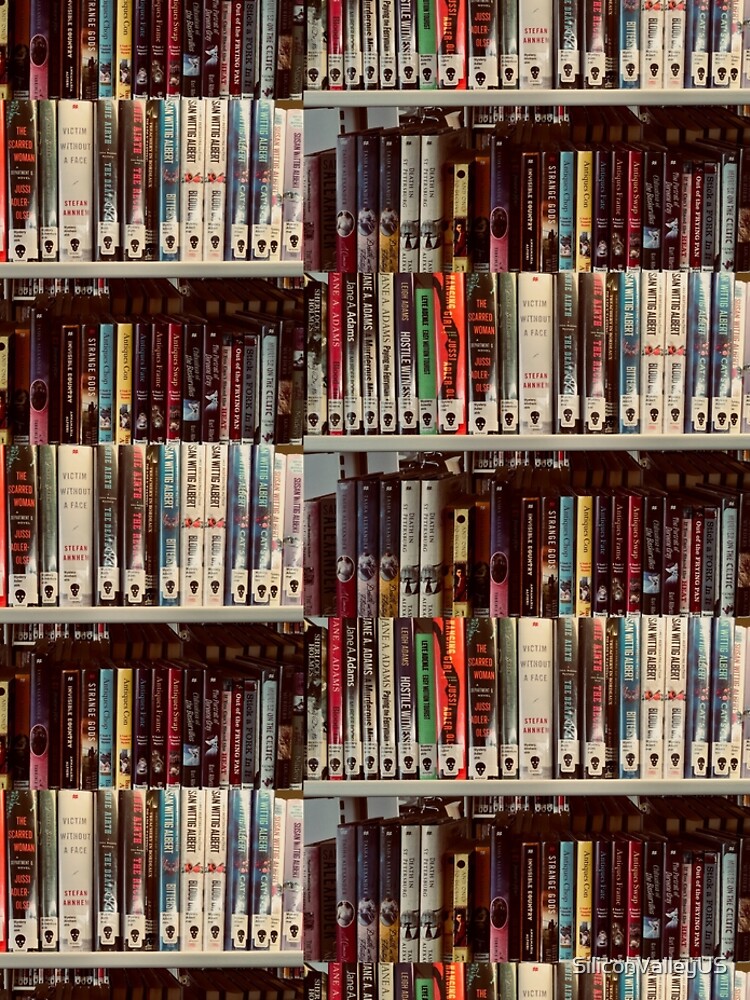 Disover Mystery novels on a library bookshelf Leggings