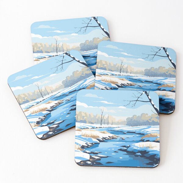 Item preview, Warm Winter Landscape By The Frozen River designed and sold by Vector Scout Lab.