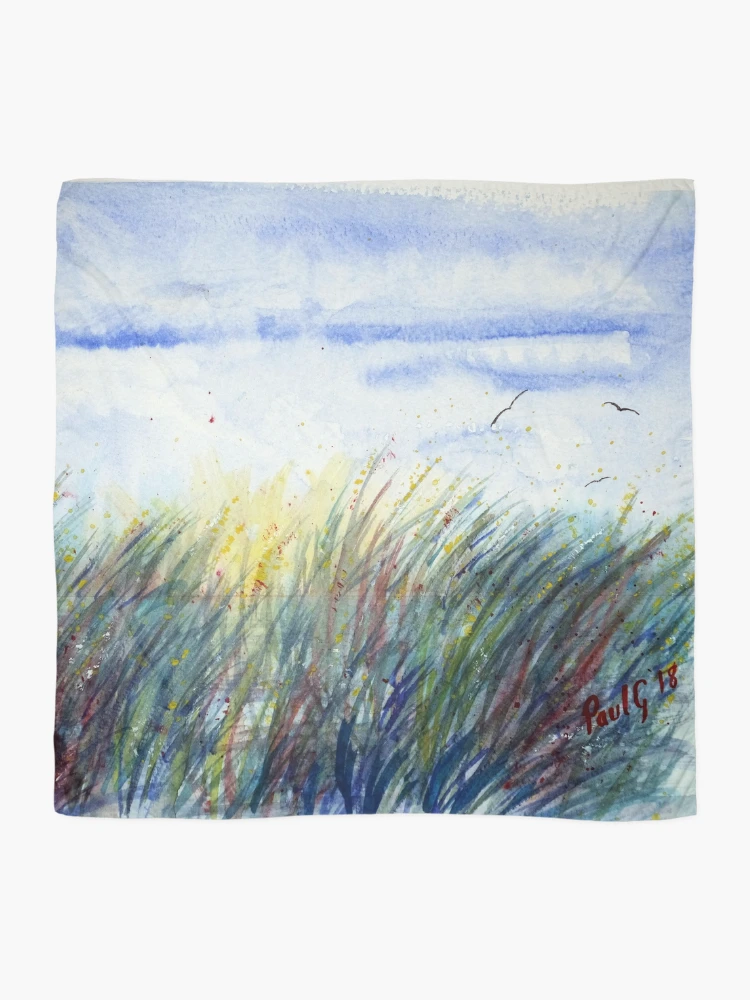 Thumbnail 2 of 3, Scarf, Sunset Reeds - Watercolour designed and sold by Paul Gilbert.